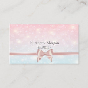 Elegant Modern Pink Ribbon Bow,Glitter Bokeh Business Card
