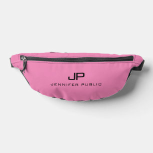 Elegant Modern Pink Solid Colour Monogram Template Bum Bags