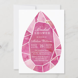 Elegant Modern Pink Watercolor Gem Bridal Shower Invitation