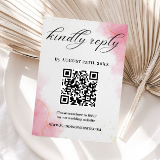 Elegant Modern pink Watercolor Wedding RSVP card