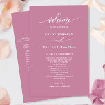 Elegant Modern Pink Wedding Program<br><div class="desc">This elegant wedding program has an attractive pink background and text in white in a beautiful combination of block typography and modern handwritten calligraphy. Ability to make text changes and adjustments by selecting customise further. Front with wedding ceremony details, back with wedding party names and thank you message for your...</div>