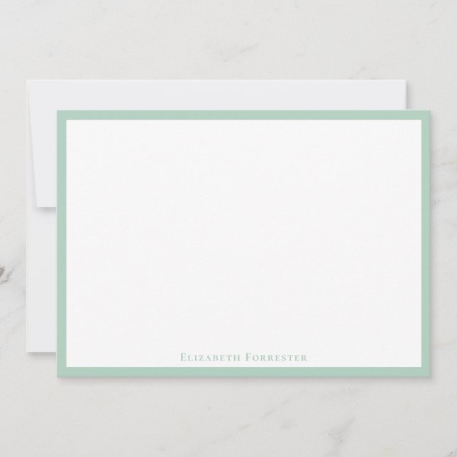 Elegant Modern Pistachio Border Flat Note Card (Front)