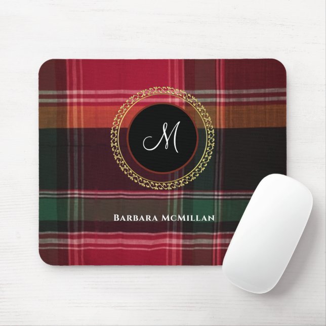 Elegant Modern Plaid Madras Personalise Mouse Pad (With Mouse)