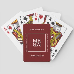 Elegant Modern Playing-Cards with Name dark red Playing Cards