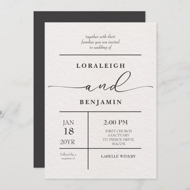 Elegant & Modern Polished Look Wedding Invitation (Front/Back)