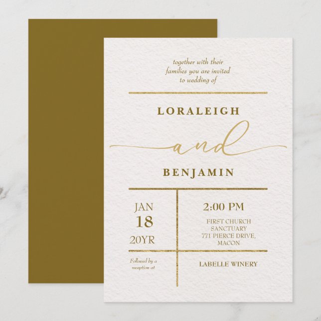Elegant & Modern Polished Look Wedding Invitation (Front/Back)