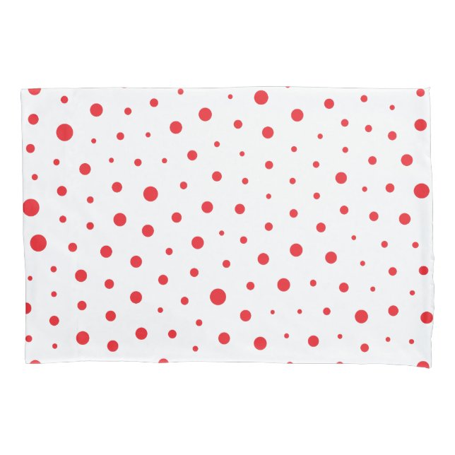 Elegant Modern Polka Dots -Red- Customise BG Pillowcase (Front)