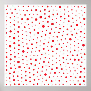 Elegant Modern Polka Dots -Red- Customise BG Poster