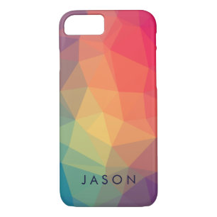 Elegant modern polygonal coloured  add your name Case-Mate iPhone case