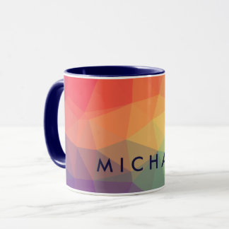 Elegant modern polygonal coloured add your name mug