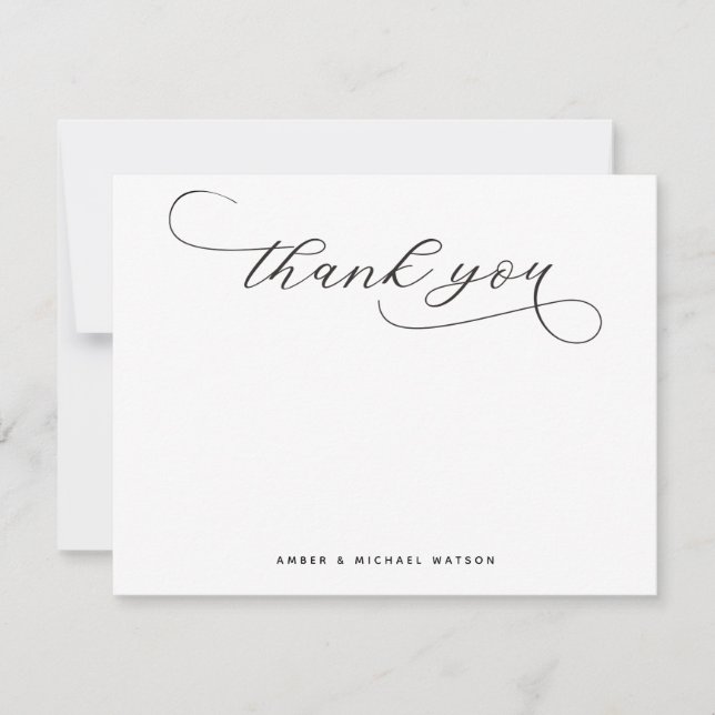Elegant Modern Premium Thank you Script Card (Front)