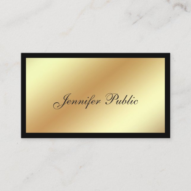 Elegant Modern Professional Black Gold Plain Business Card (Front)