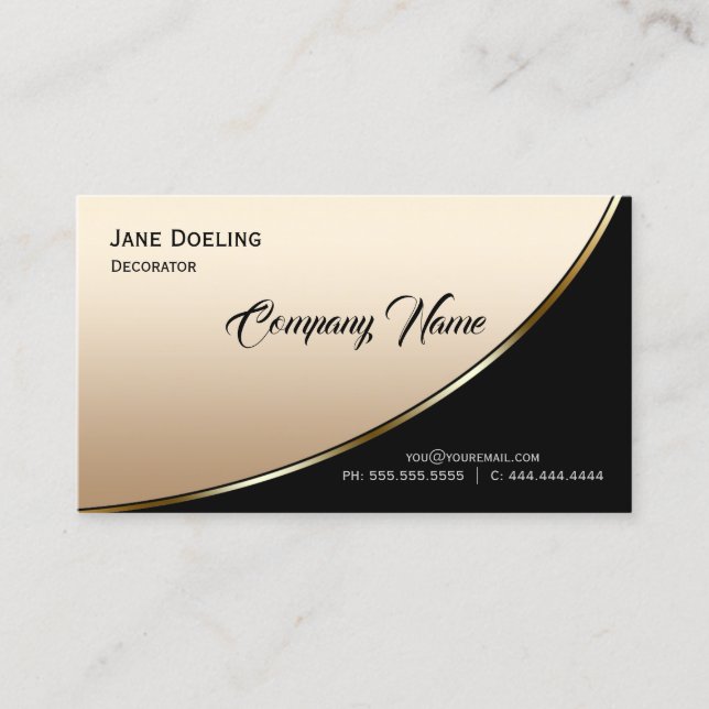 Elegant Modern Professional Black Light Gold Business Card (Front)