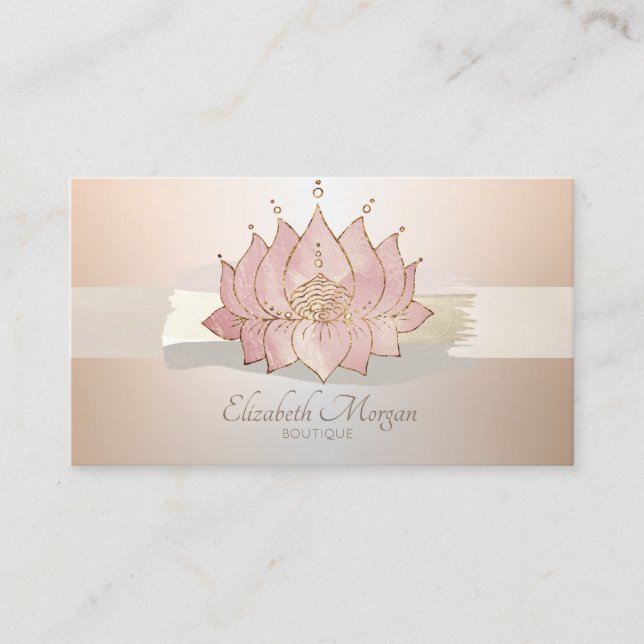 Elegant Modern Professional  Brush Stroke Lotus Business Card (Front)