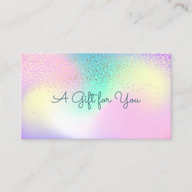 Elegant Modern Professional Confetti Holographic Discount Card (Front)