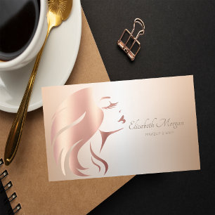 Elegant Modern Professional Girl Face Silhouette Business Card