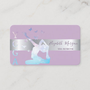 Elegant Modern Professional Girl Silhouette Yoga Business Card