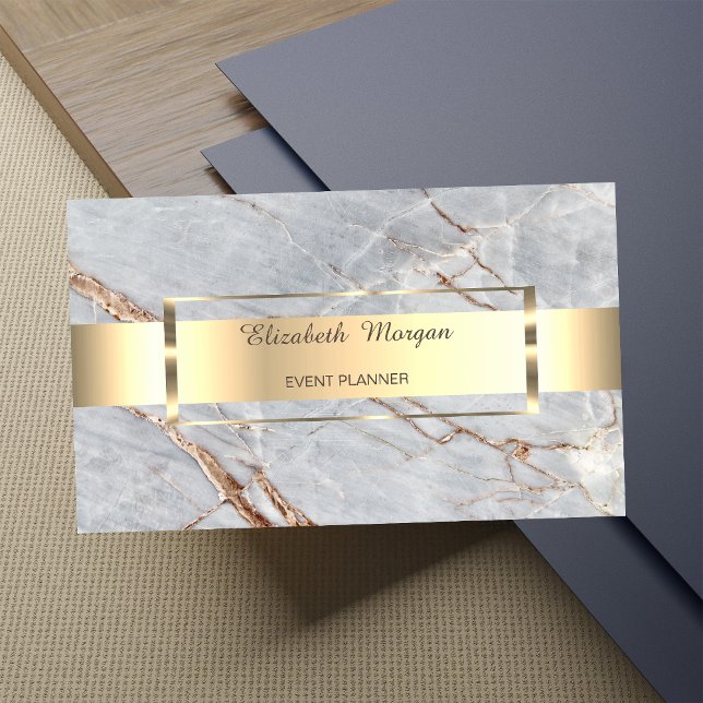 Elegant Modern  Professional Gold Stripe Marble Business Card (Creator Uploaded)