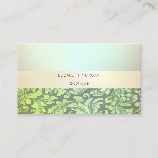 Elegant Modern Professional  Luminous,Swirls Green Business Card (Front)