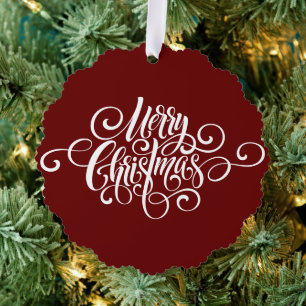 Elegant Modern Professional Merry Christmas Script Tree Decoration Card