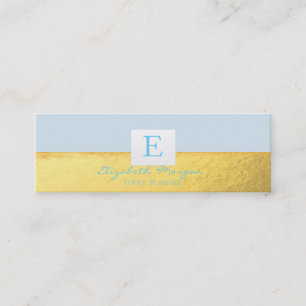Elegant Modern  Professional Monogram Gold,Blue Mini Business Card