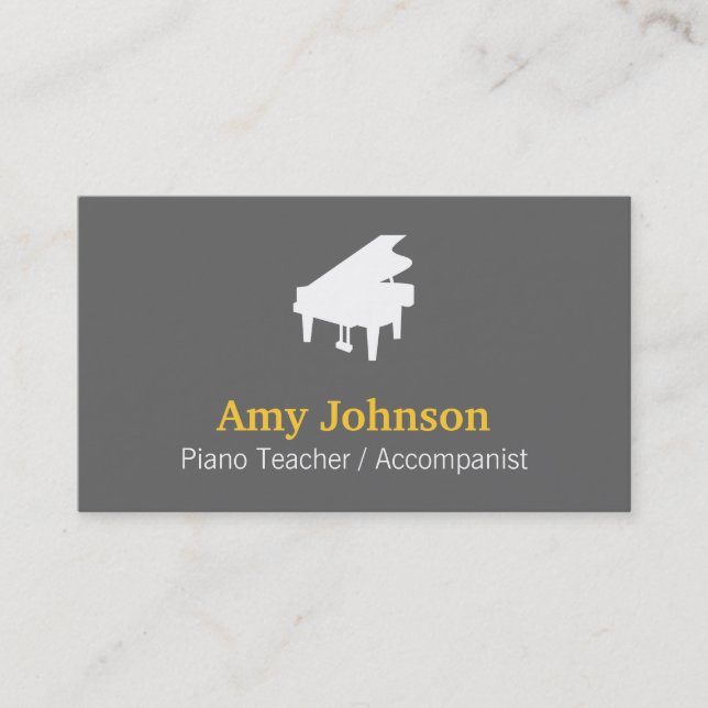 Elegant, Modern, Professional, Piano Teacher Business Card (Front)