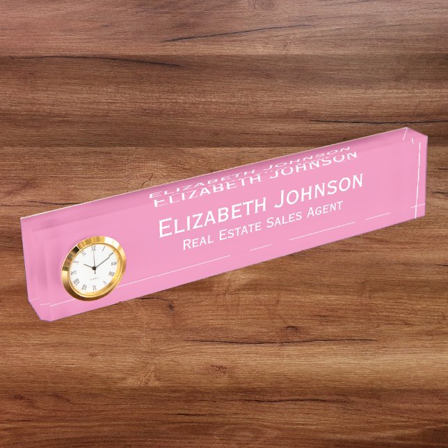 Elegant Modern Professional Pink Business Office Nameplate (Elegant Modern Professional Pink Business Office Desk Name Plate)