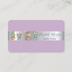 Elegant Modern Professional Silver Stripe Cactus Business Card
