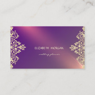 Elegant Modern Professional Violet Gold Lace Business Card