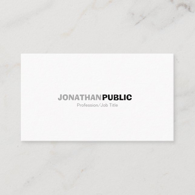 Elegant Modern Professional White Simple Plain Business Card (Front)