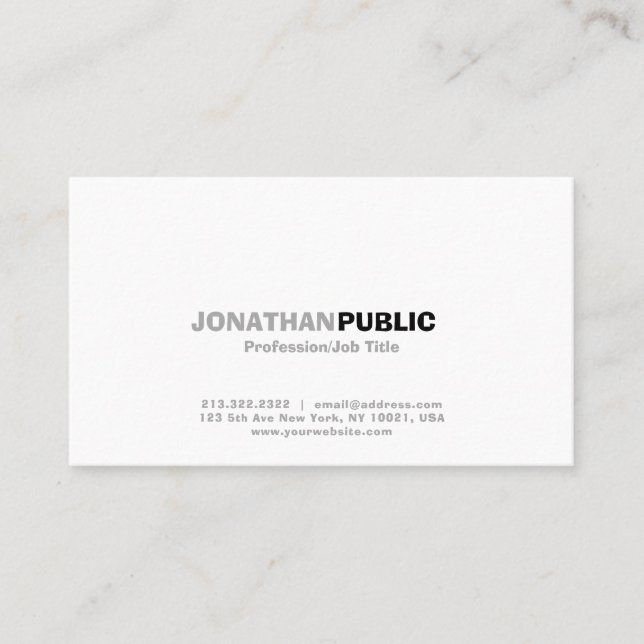 Elegant Modern Professional White Simple Plain Business Card (Front)
