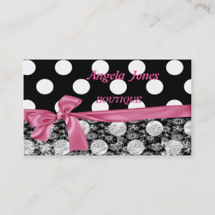Elegant Modern Proffesional Polka Dots,Lace,Bow Business Card