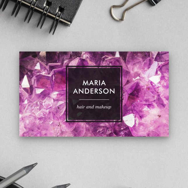Elegant Modern Purple Amethyst Gemstone Business Card (Creator Uploaded)