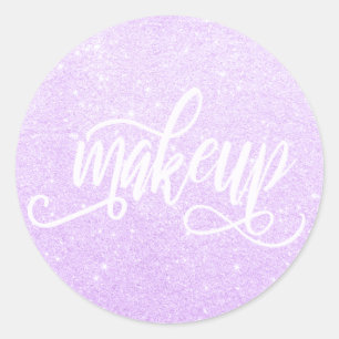 Elegant modern purple glitter makeup classic round sticker