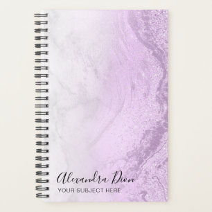 Elegant modern purple glitter white marble planner