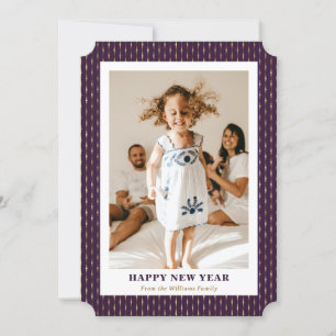 Elegant Modern Purple Gold Photo New Year Card