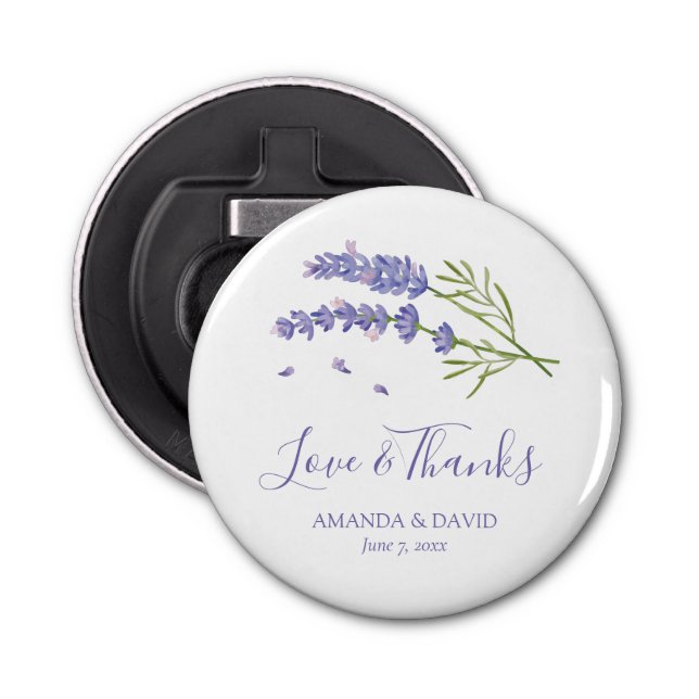 Elegant Modern Purple Lavender Wedding Favour Bottle Opener (Front)