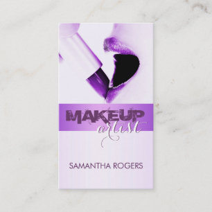 Elegant Modern Purple Makeup Artist Business Card