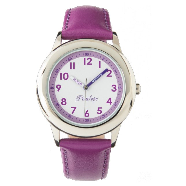Elegant Modern Purple Stylish Custom Kids Watch (Front)