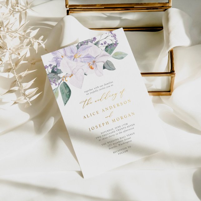Elegant Modern Purple Watercolor Orchids Wedding  (Creator Uploaded)