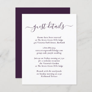 Elegant Modern Purple Wedding Details Enclosure Card
