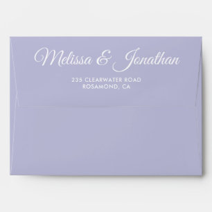 Elegant modern Purple white script wedding Envelope