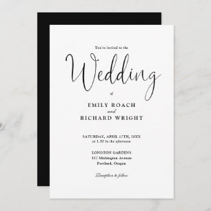 Elegant Modern QR Code Black And White Wedding Invitation