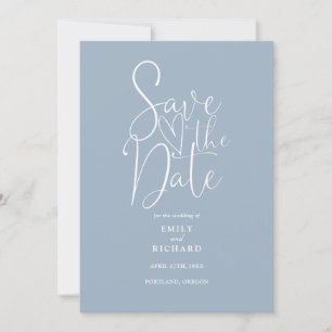 Elegant Modern QR Code Dusty Blue Wedding Save The Date