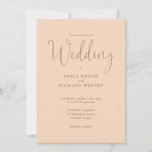 Elegant Modern QR Code Soft Peach Wedding Invitation