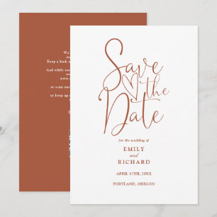 Elegant Modern QR Code Terracotta Wedding Save The Date
