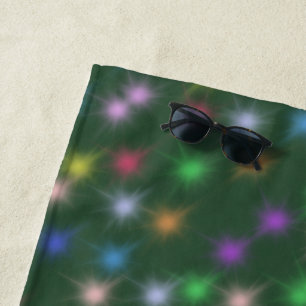 Elegant Modern Rainbow colourful gradient Star Beach Towel