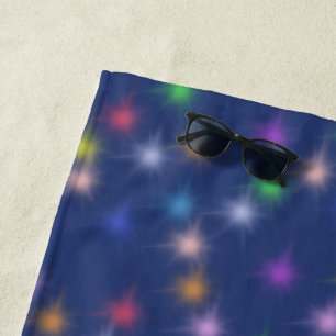 Elegant Modern Rainbow colourful gradient Star Beach Towel