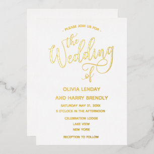 Elegant Modern Real Gold Script Wedding