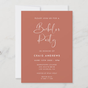 Elegant & Modern Red clay Bachelor Party Invitation